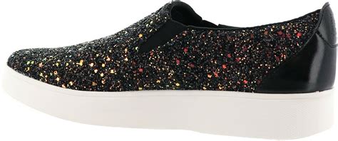 black glitter slip on sneakers.